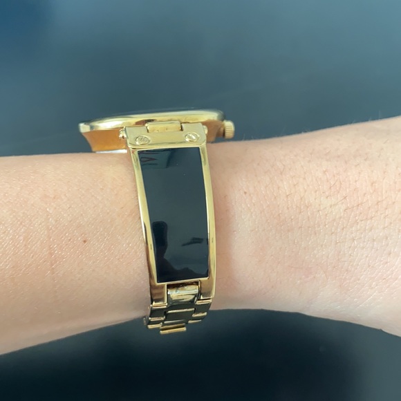 Anne Klein Women's Black and Gold Diamond Dial Bangle Watch - Picture 3 of 9